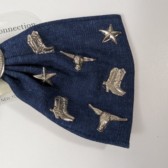 Creative Connection Statement Denim Hair Bow Barrette Rodeo Western Theme - Picture 8 of 8
